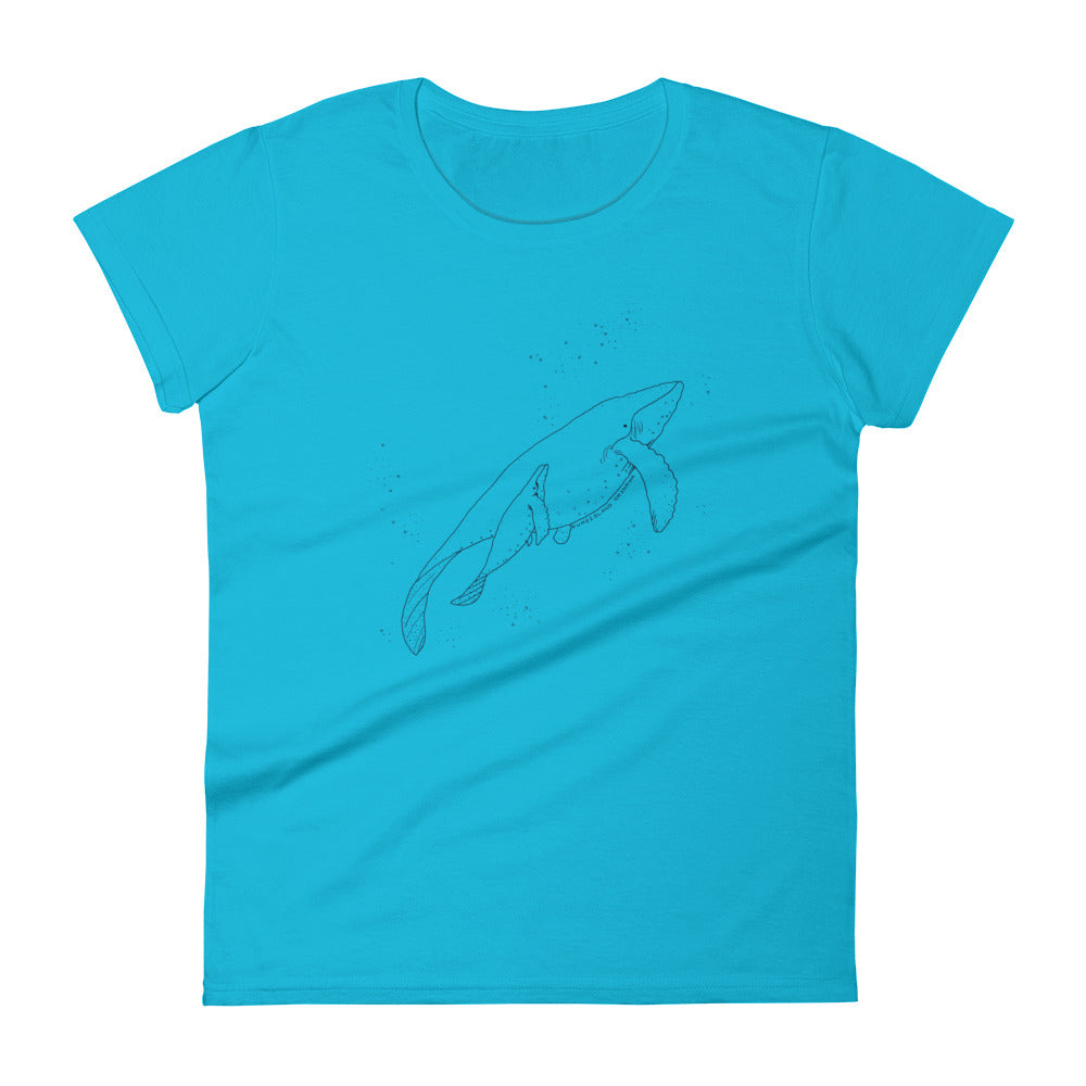 親子クジラ（レディース半袖Tシャツ）light color