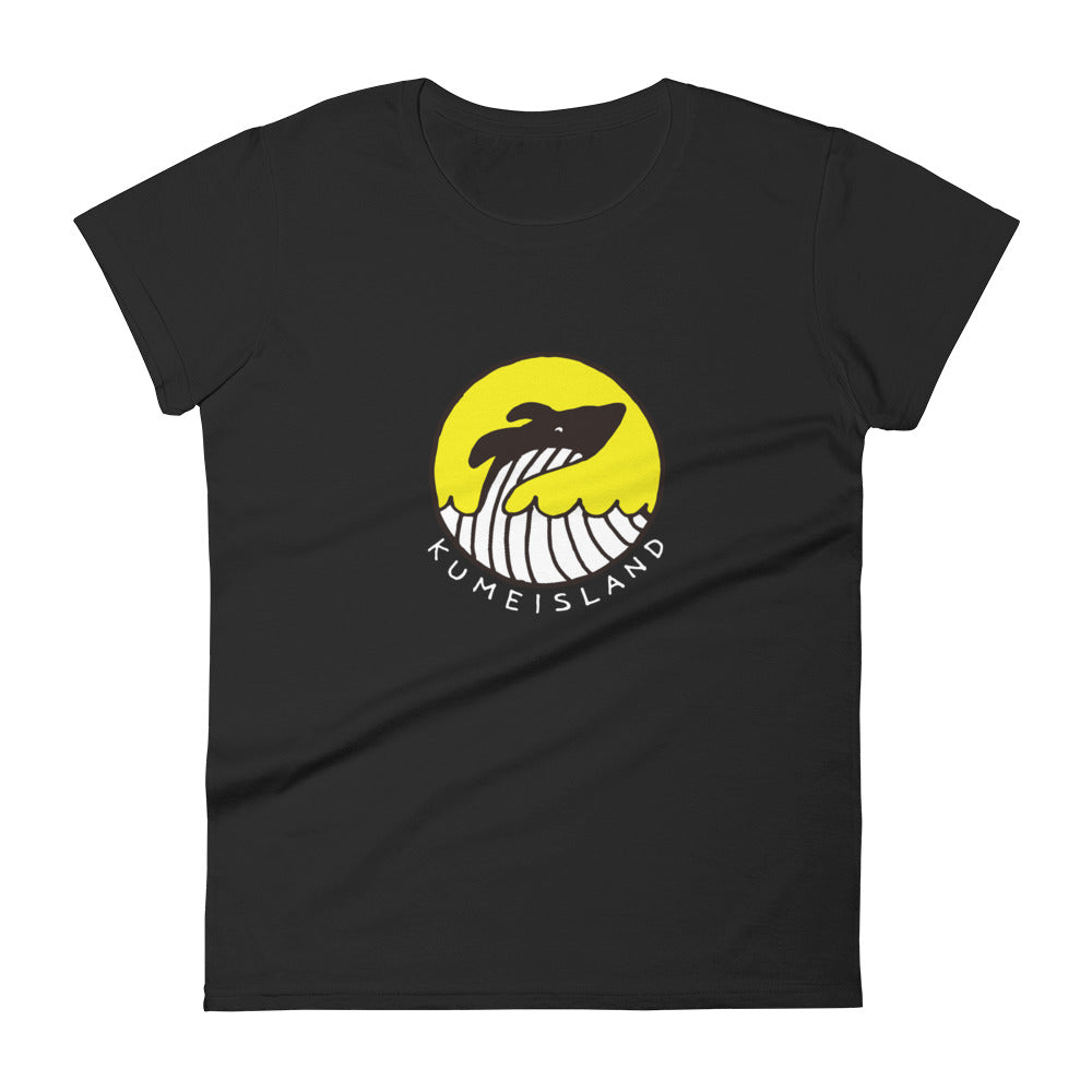 月夜のクジラ（レディース半袖Tシャツ）dark color