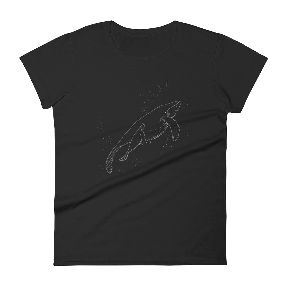 親子クジラ（レディース半袖Tシャツ）dark color